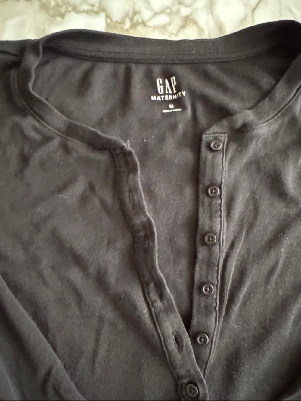 GAP Maternity Black Long Sleeve Henley Top - Picture 3 of 7